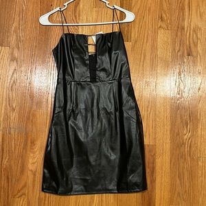 NWT Lovely Day Faux Leather Mini Dress